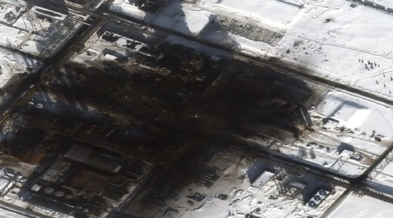 The Dorogobuzh plant following the Ukrainian drone attack in February. Photo: Supernova+ Telegram channel