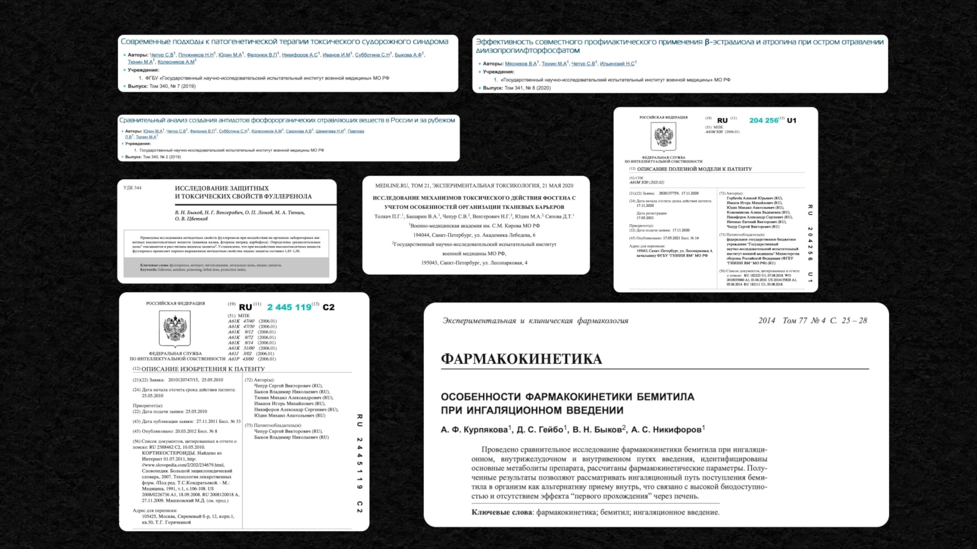 Screenshots of scientific patents and articles by Silver Pharm researchers