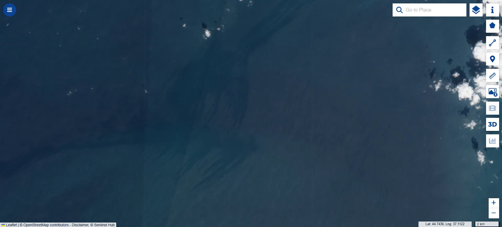Oil slick in the Black Sea, April 12, 2026 / Sentinel-2 satellite data